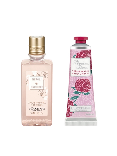 

LOccitane en Provence Pack Of 2 Women Flora Hand Cream & Orchidee Shower Gel, Pink