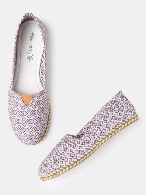 

DressBerry Women White Printed Washable Espadrilles