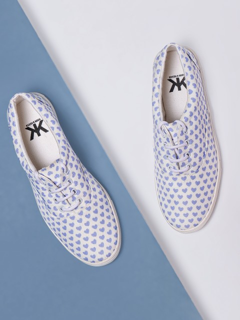 

Kook N Keech Women White & Blue Printed Sneakers