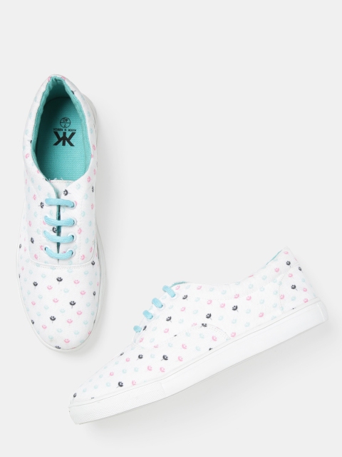 

Kook N Keech Women White Printed Sneakers