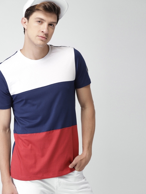 

Harvard Men White & Blue Colourblocked Round Neck T-shirt