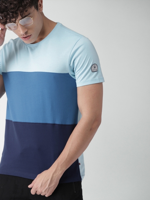 

Harvard Men Blue Colourblocked Round Neck T-shirt