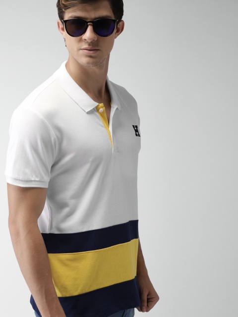 

Harvard Men White & Navy Colourblocked Polo Collar T-shirt