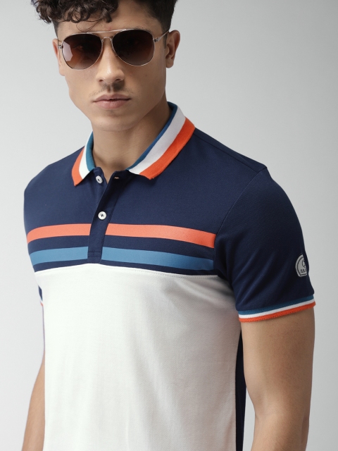 

Harvard Men Navy & White Colourblocked Polo Collar T-shirt, Navy blue