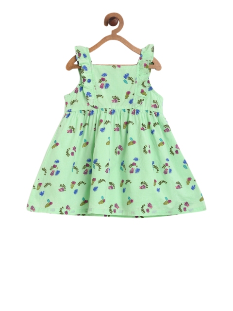 

MINI KLUB Girls Green Printed A-Line Dress