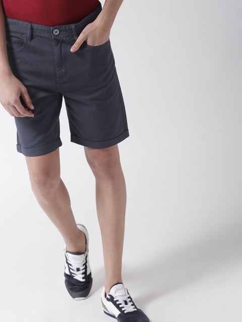 

Mast & Harbour Men Navy Blue Solid Slim Fit Denim Shorts