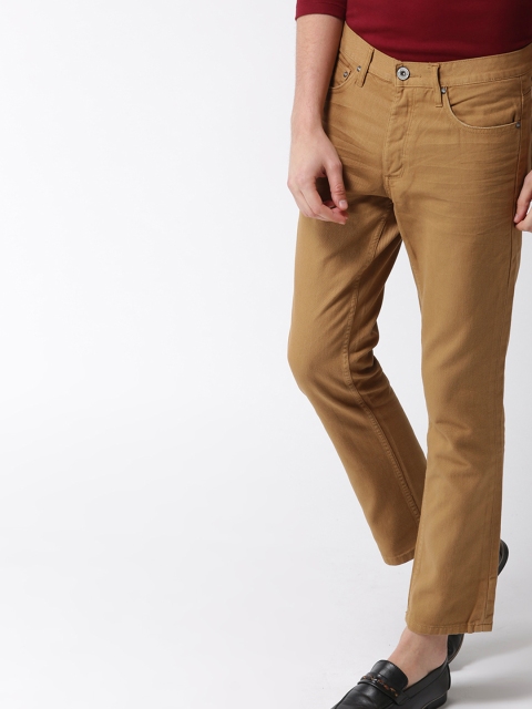 

Mast & Harbour Men Beige Slim Fit Solid Denim Trousers