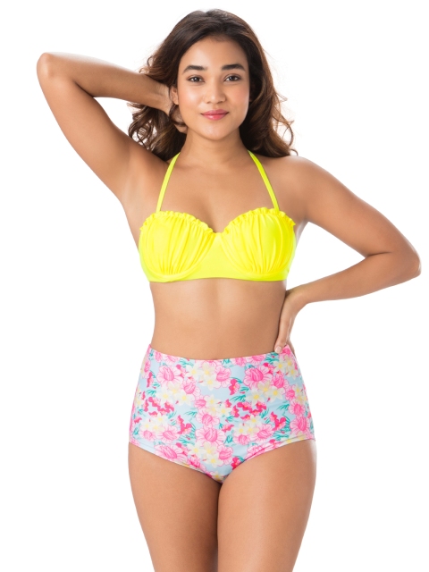 

PrettySecrets Women Yellow & Pink Printed Swim Bikini Set SW019SS18