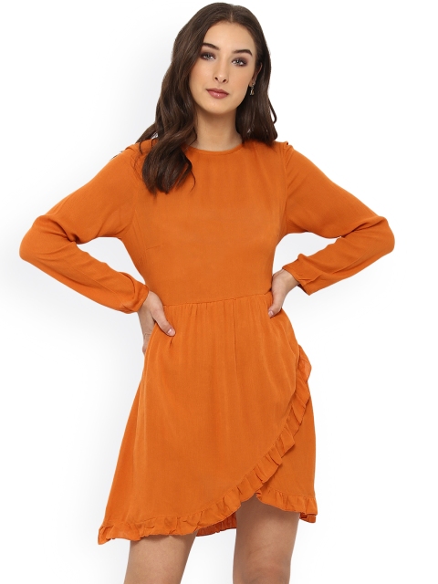 

MIWAY Women Rust Solid Fit & Flare Dress