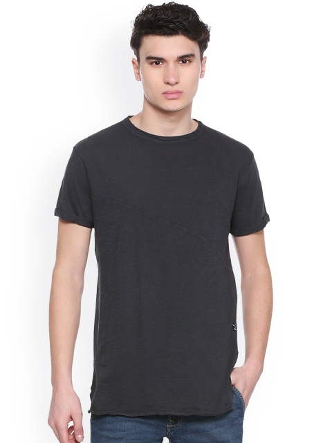 

People Men Grey Solid Round Neck T-shirt