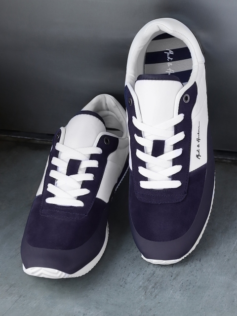 

Mast & Harbour Men Navy Blue & White Colourblocked Sneakers