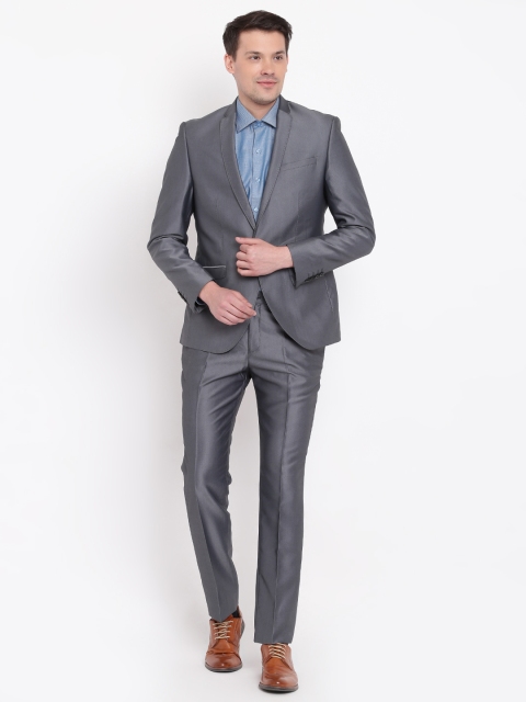 

Blackberrys Grey Solid Contemporary Fit Single-Breasted Formal Suit