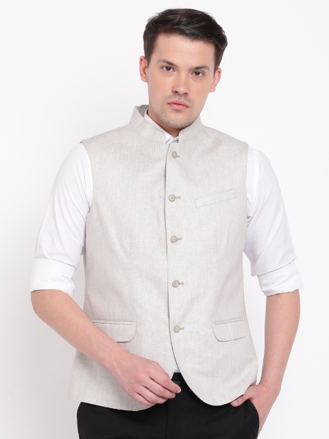 

Blackberrys Men Beige Slim Fit Solid Nehru Jacket