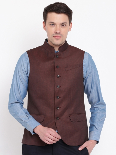 

Blackberrys Brown Solid Nehru Jacket