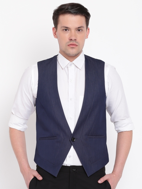 

Blackberrys Navy Blue Solid Regular Fit Waistcoat