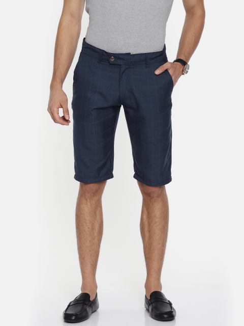 

Sports52 wear Men Navy Checked Tailored Fit Regular Shorts, Navy blue