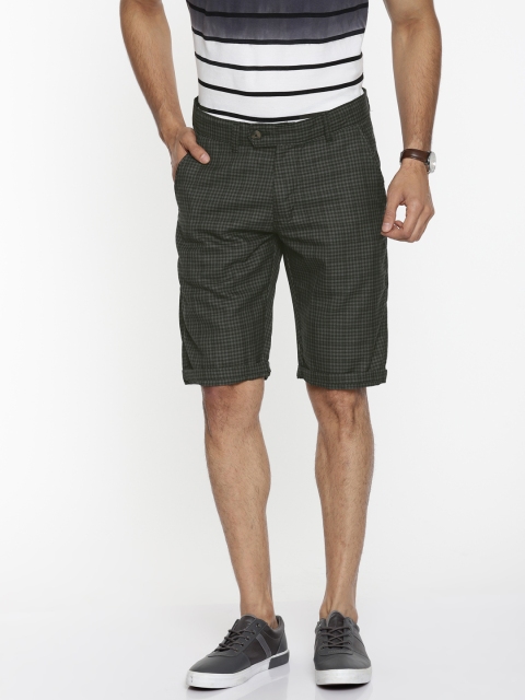 

Sports52 wear Men Charcoal Grey Checked Tailored Fit Regular Shorts