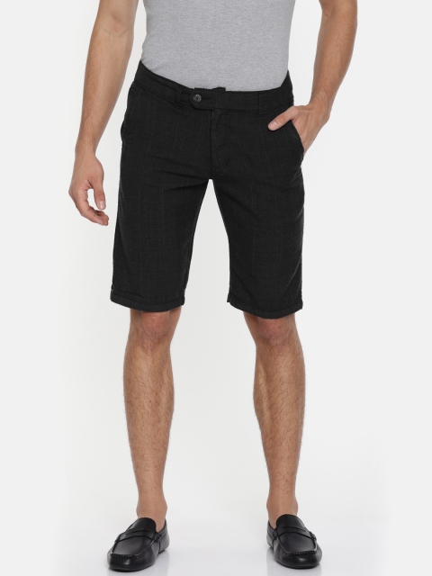 

Sports52 wear Men Charcoal Grey Checked Regular Shorts