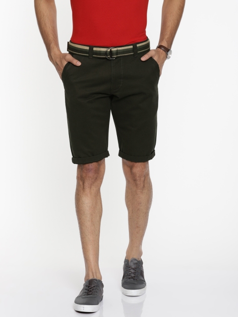 

Sports52 wear Men Green Solid Tailored Fit Chino Shorts