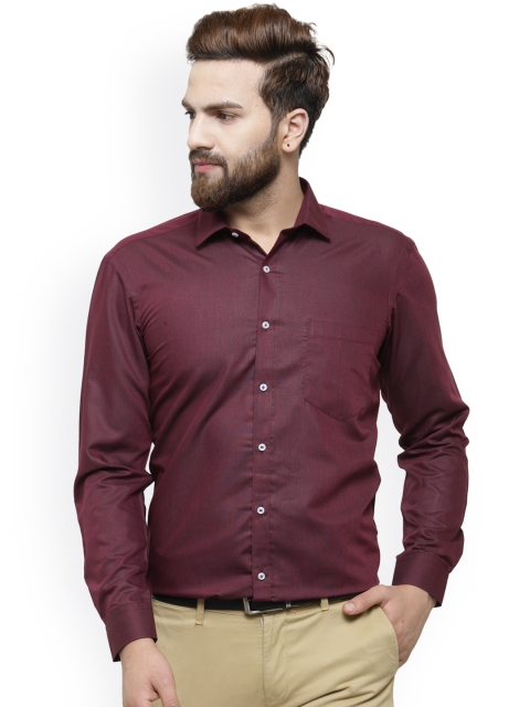 

RG DESIGNERS Men Maroon Comfort Slim Fit Solid Formal Shirt