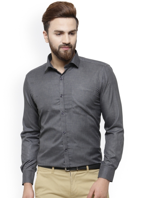 

RG DESIGNERS Men Grey Comfort Slim Fit Solid Formal Shirt