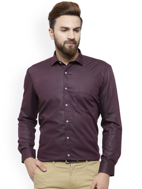 

RG DESIGNERS Men Burgundy Comfort Slim Fit Solid Formal Shirt