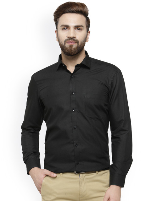 

RG DESIGNERS Men Black Comfort Slim Fit Solid Formal Shirt