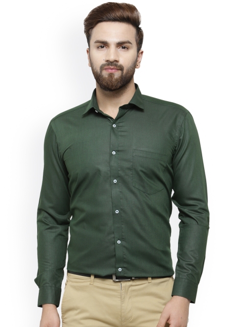 

RG DESIGNERS Men Green Comfort Slim Fit Solid Formal Shirt