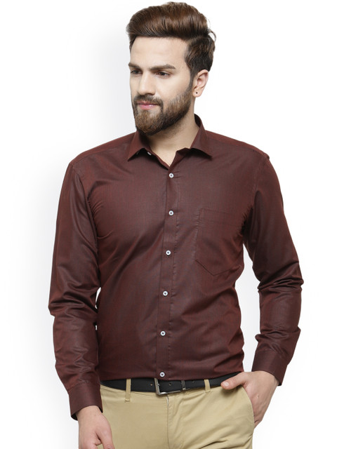 

RG DESIGNERS Men Brown Comfort Slim Fit Solid Formal Shirt