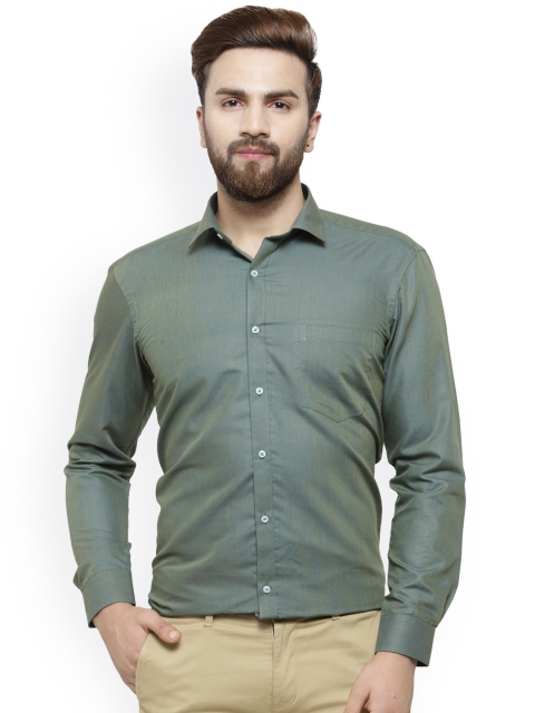 

RG DESIGNERS Men Green Comfort Slim Fit Solid Formal Shirt