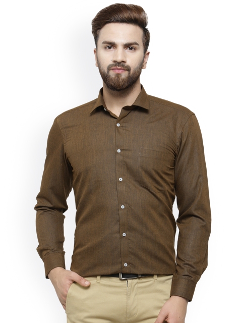 

RG DESIGNERS Men Brown Comfort Slim Fit Solid Formal Shirt