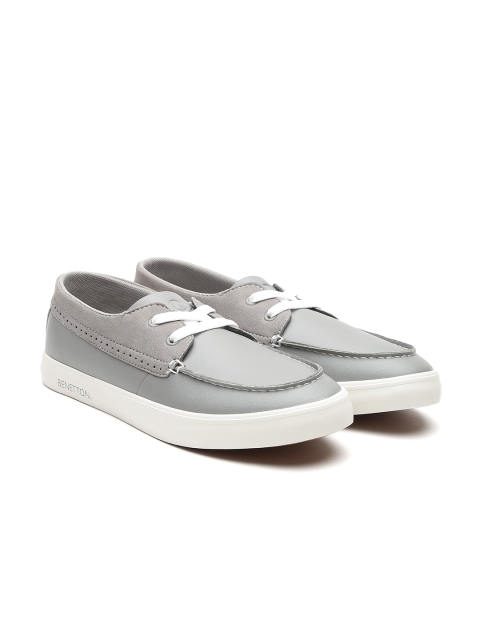 

United Colors of Benetton Men Grey Solid Sneakers