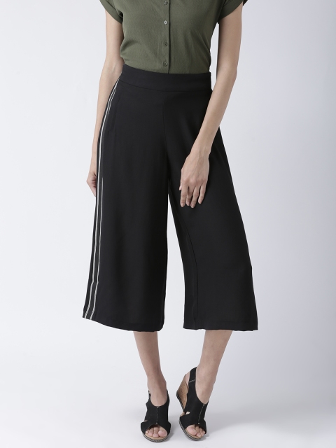 

109F Women Black Regular Fit Solid Trousers