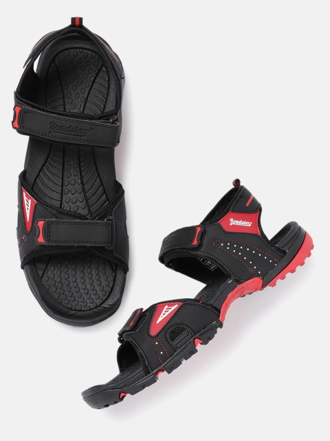 

Roadster Men Black & Red Sports Sandals