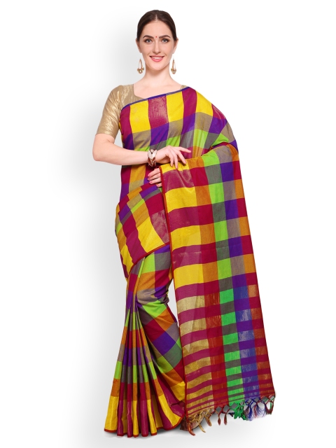 

Saree mall Multicoloured Silk Blend Colourblocked Mangalagiri Saree, Multi