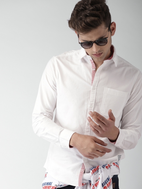 

Harvard Men White Regular Fit Solid Casual Shirt