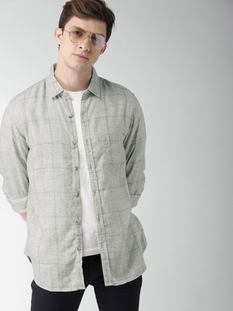 

Harvard Men Grey Checked Slim Fit Checked Casual Shirt