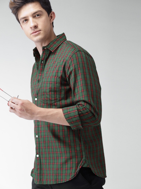 

Harvard Men Green & Red Checked Slim Fit Casual Shirt