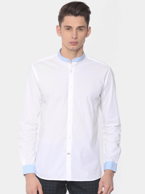 

Independence Club Men White Slim Fit Solid Casual Shirt
