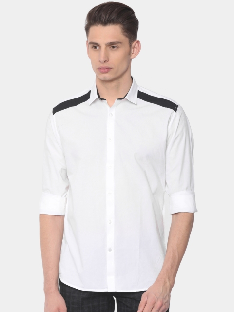 

Independence Club Men White Slim Fit Solid Casual Shirt