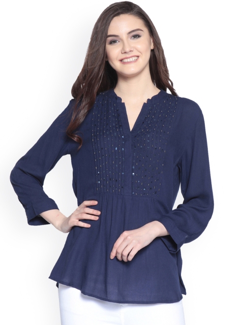 

Gipsy Navy Blue Solid Tunic