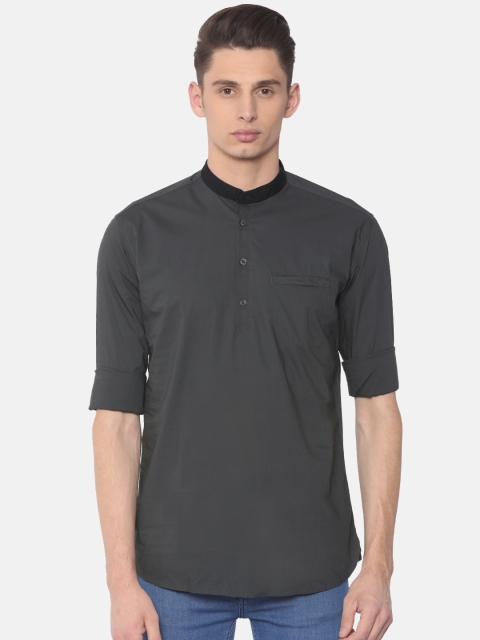 

Independence Club Men Charcoal Grey Slim Fit Solid Casual Shirt