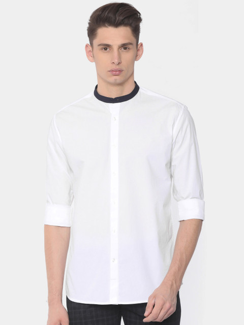 

Independence Club Men White Slim Fit Solid Casual Shirt