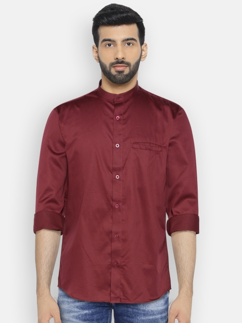 

Independence Club Men Maroon Slim Fit Solid Casual Shirt