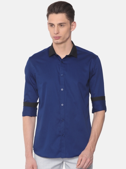 

Independence Club Men Navy Slim Fit Solid Casual Shirt, Navy blue