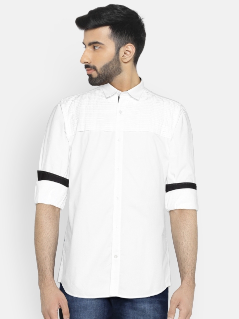 

Independence Club Men White Slim Fit Solid Casual Shirt