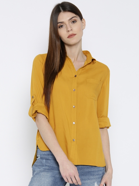 

Vaak Women Mustard Regular Fit Solid Casual Shirt