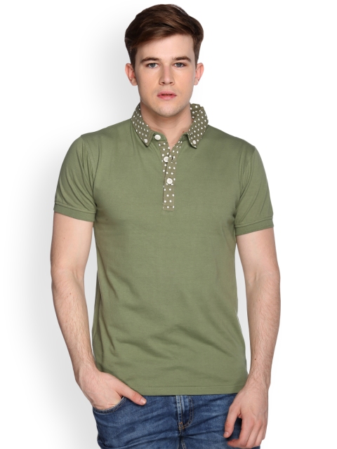 

Club York Men Olive Green Solid Polo Collar T-shirt