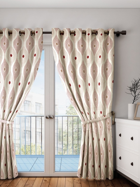 

SWAYAM Off-White & Red Door Curtains