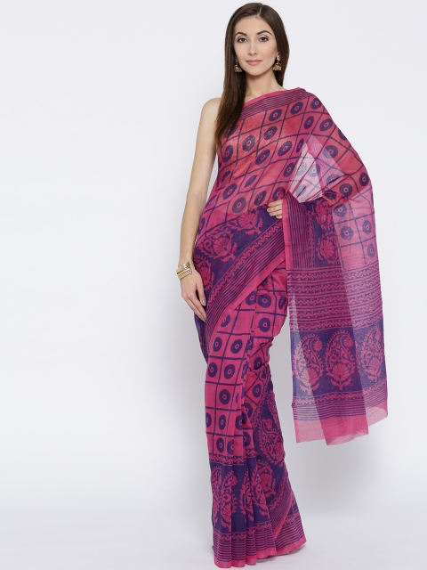 

Rani Saahiba Magenta & Blue Printed Saree